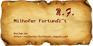 Milhofer Fortunát névjegykártya